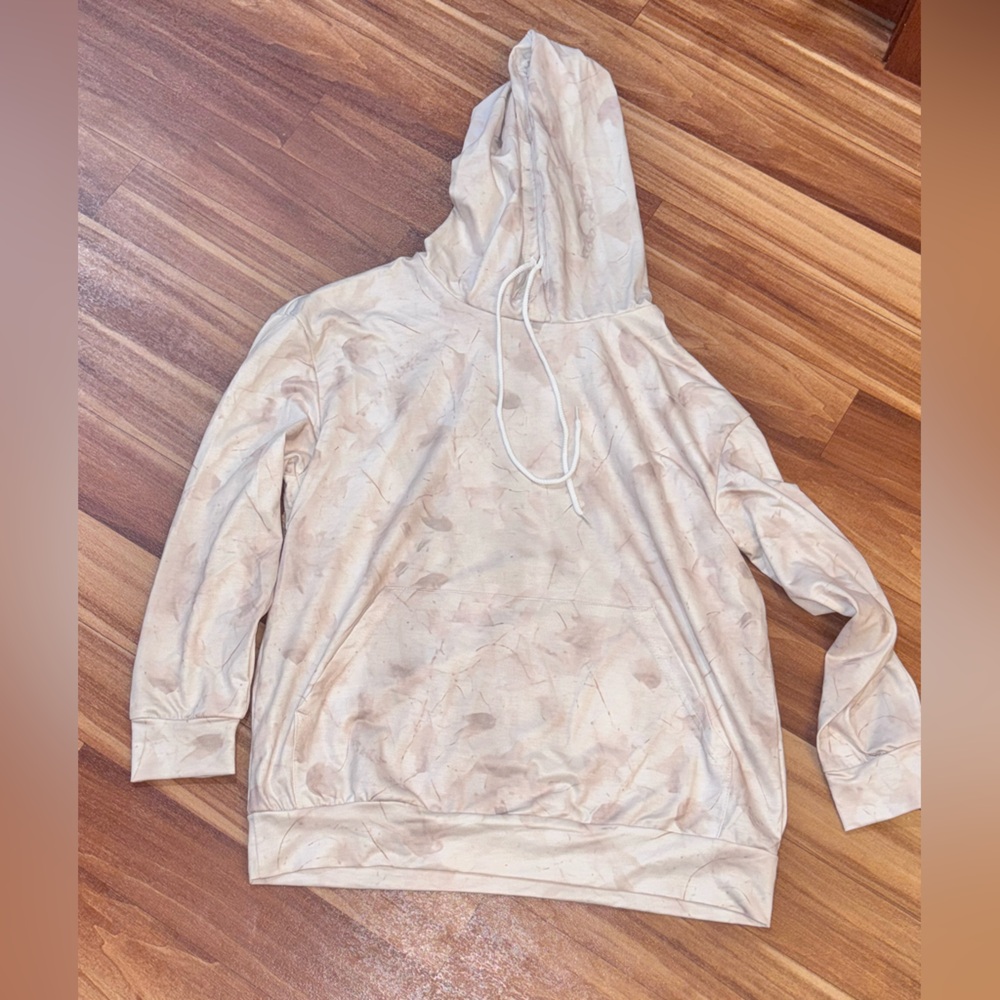 SHEIN Beige Tie-Dye Hoodie